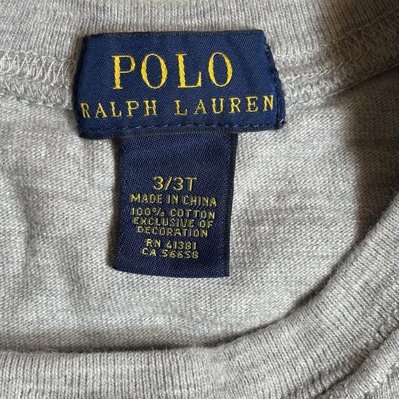 Polo Ralph Lauren Gray Long Sleeve Shirt Toddler Boy Size 3T Very Good Condition - Picture 3 of 4